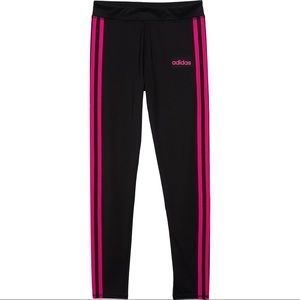 girls adidas leggings (lg) with hot pink stripes